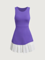 Blue Colorblocked Crop Workout Dress - Image 7