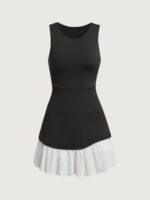 Black Colorblocked Crop Workout Dress - Image 8