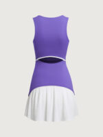 Blue Colorblocked Crop Workout Dress - Image 9