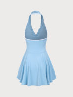 Sky Blue Collar Backless Tennis Dress - Light Support - Image 7