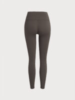 Dark Coffee High-Waisted Contrast Trim Leggings 25" - Image 9