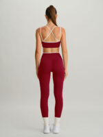Wine Red High-Waisted Contrast Trim Leggings 25" - Image 4