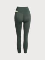 Dark Green Contrast High Waisted Leggings 24" - Image 11