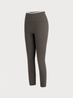 Dark Coffee High-Waisted Contrast Trim Leggings 25" - Image 10