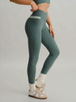 Sage Green High Waisted Pockets Leggings 26" - Image 11