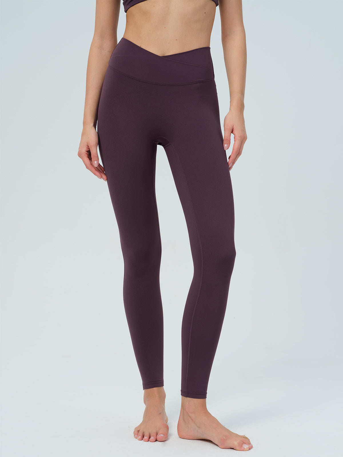 women-knitted-nylon-yoga-leggings-sustainable-yoga_bottoms-ir9y5g Purple V-Waist Leggings 25" - Image 1