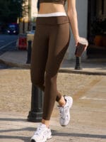 Coffee Contrast High Waisted Leggings 24" - Image 3