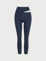 Navy Contrast High Waisted Leggings 24" - Image 7