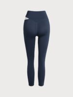 Navy Contrast High Waisted Leggings 24" - Image 9