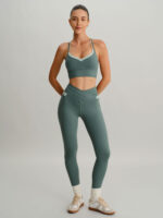 Sage Green High Waisted Pockets Leggings 26" - Image 5