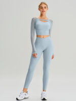 Light Blue V-Waist Leggings 24" - Image 5