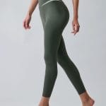 Dark Green Contrast High Waisted Leggings 24"