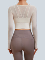 Off White U Neck Long Sleeve Top - Light Support - Image 2