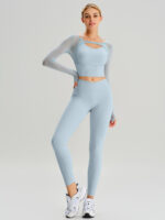 Light Blue Cut Out Long Sleeve Top--Light Support - Image 4
