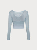 Light Blue Cut Out Long Sleeve Top--Light Support - Image 7