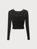 Black Cut Out Long Sleeve Top--Light Support - Image 6