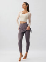 Beige Cut Out Long Sleeve Top--Light Support - Image 2