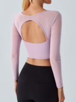 Light Purple Backless Long Sleeve Top - Light Support - Image 2