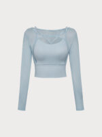 Light Blue Cut Out Long Sleeve Top--Light Support - Image 6