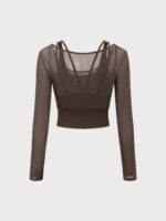 Coffee U Neck Long Sleeve Top - Light Support - Image 5
