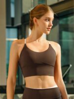 Coffee Halter Sports Bra - Light Support - Image 4