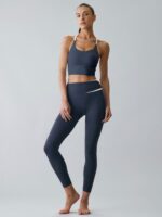 Navy Halter Sports Bra - Light Support - Image 9