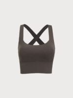Dark Coffee Twist X-Cross Sports Bra - Light Support - Image 9