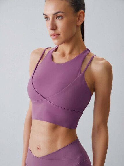 Purple Round Neck Sports Bra - Light Support