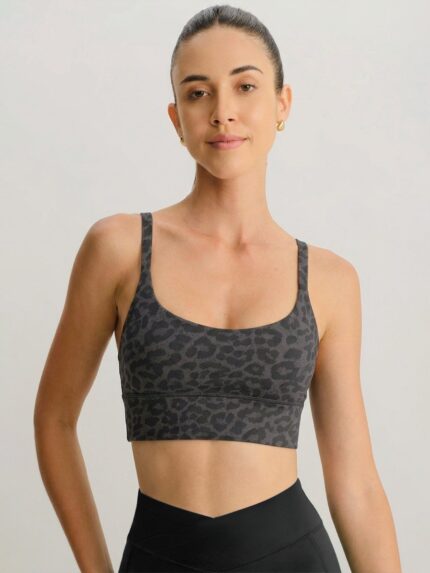 Grey Leopard X Cross Sports Bra-Light Support