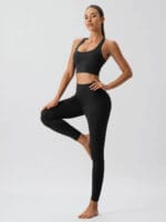 Black Cross Back Sports Bra - Light Support - Image 3