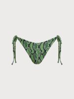 Green Snake Print Reversible Tie Bikini Bottom - Image 9