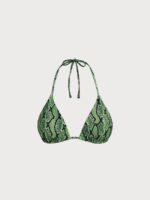 Green Snake Print Reversible Triangle Bikini Top - Image 7