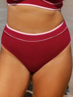 Red Contrast Plus Size Bikini Bottom