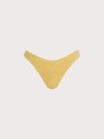 Yellow Textured Floral Bikini Bottom - Image 5