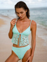 Cyan Textured High Cut Bikini Bottom - Image 5