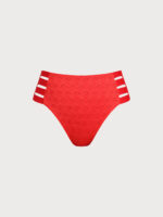 Red Textured Plus Size Bikini Bottom - Image 6
