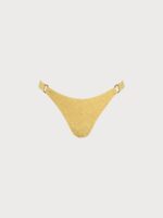 Yellow Textured Floral O-Ring Bikini Bottom - Image 7