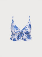 Blue Floral Plus Size Tankini Top - Image 5