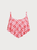 Red Plaid Layered Plus Size Tankini Top - Image 5