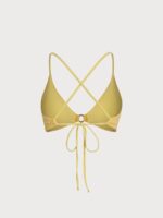Yellow Textured Floral O-Ring Bikini Top - Image 8