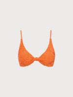 Orange Floral Jacquard Knot Bikini Top - Image 5