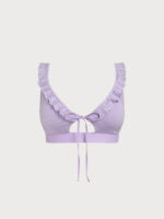 Purple Ruffled Drawstring Plus Size Bikini Top - Image 6