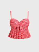 Red Gingham Plus Size Tankini Top - Image 5