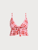 Red Ruffled Plus Size Tankini Top - Image 5