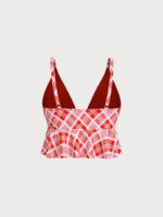 Red Ruffled Plus Size Tankini Top - Image 6