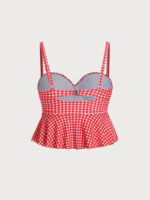 Red Gingham Plus Size Tankini Top - Image 6
