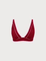 Red Contrast V-Neck Plus Size Bikini Top - Image 4