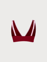 Red Contrast V-Neck Plus Size Bikini Top - Image 5