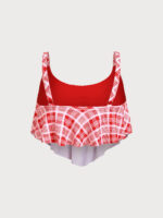 Red Plaid Layered Plus Size Tankini Top - Image 6