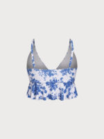 Blue Floral Plus Size Tankini Top - Image 6